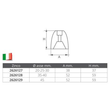 ANODO IN ZINCO PER ASSE Ø MM.20-25-30
