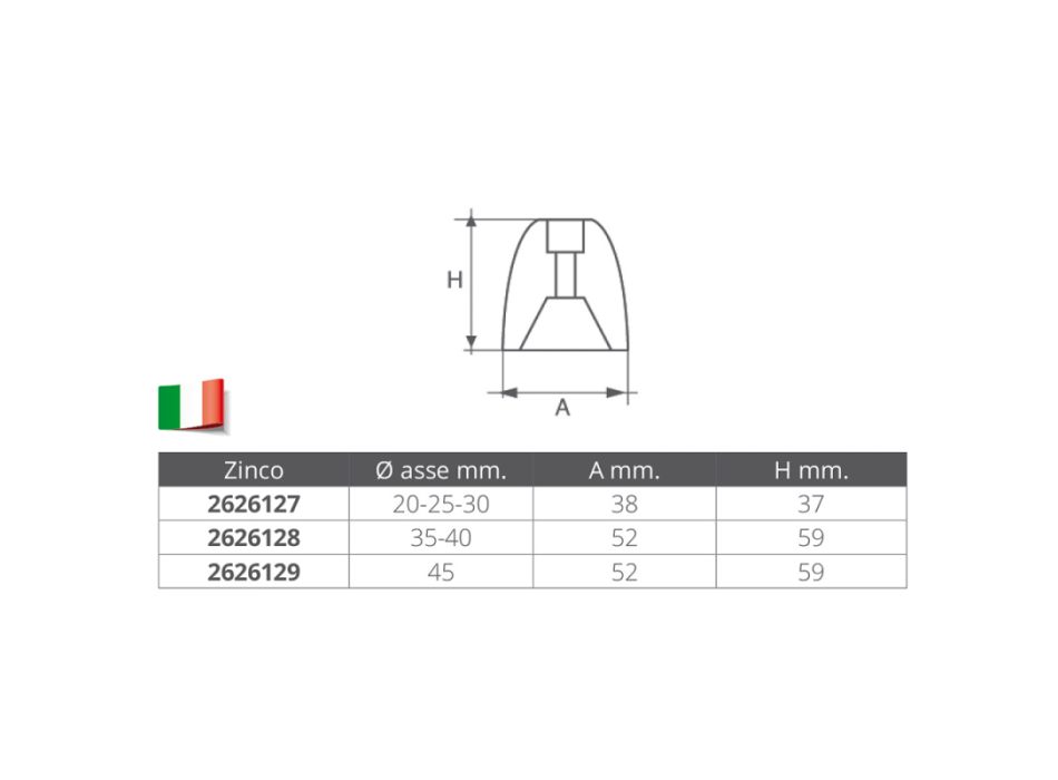 ANODO IN ZINCO PER ASSE Ø MM.35-40