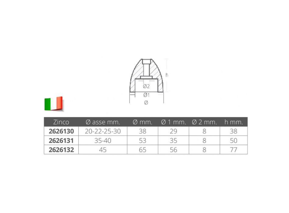 ANODO IN ZINCO PER ASSE Ø MM.35-40