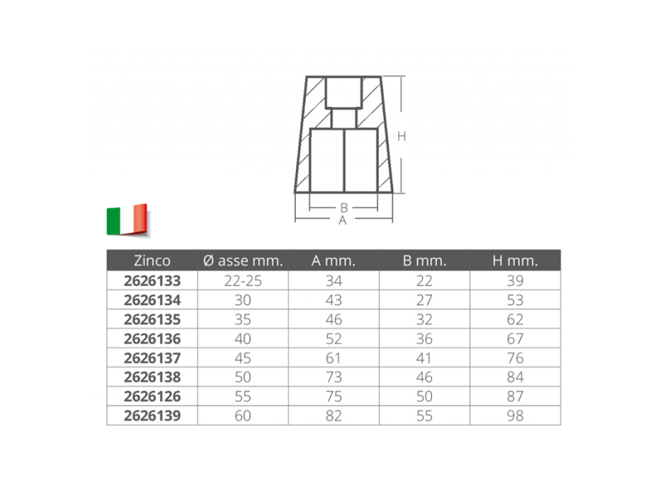 ANODO IN ZINCO PER ASSE Ø MM.55