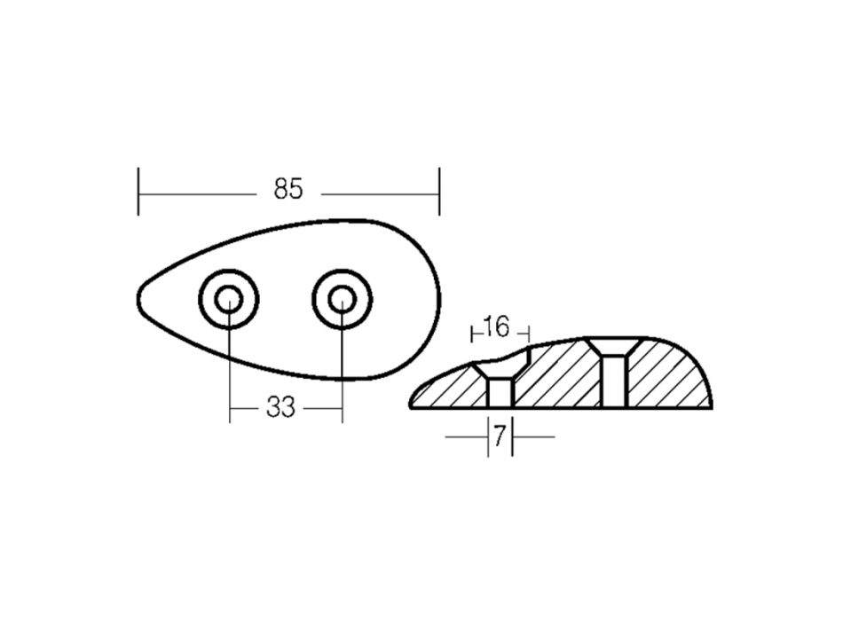 ANODO OVALE IN ZINCO