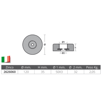 ANODO TONDO IN ZICO Ø MM.120
