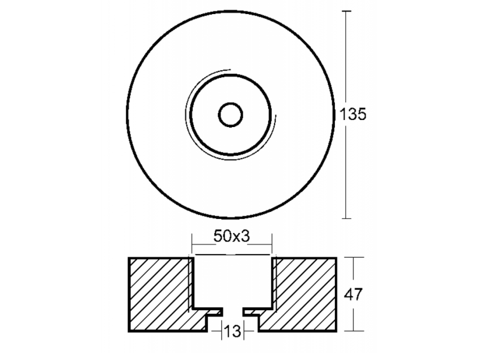ANODO TONDO IN ZICO Ø MM.135