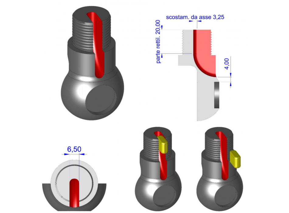 BASE IN ABS DOPPIO SNODO CON PASSACAVO