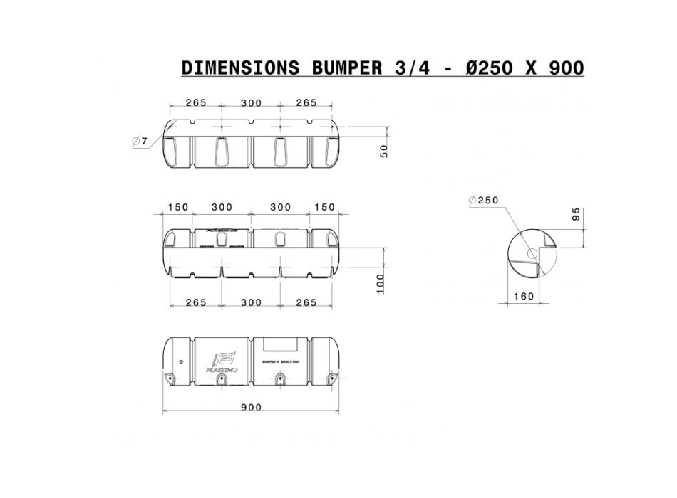 BUMPER DRITTO BIANCO Ø CM. 25 X 90