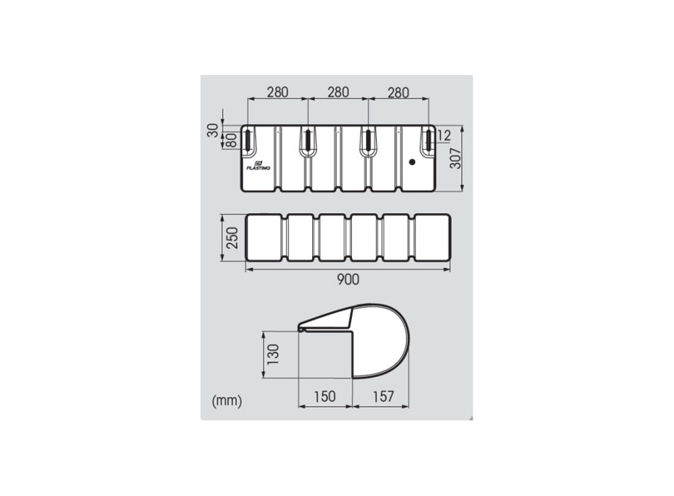 BUMPER DRITTO Ø mm 307x900