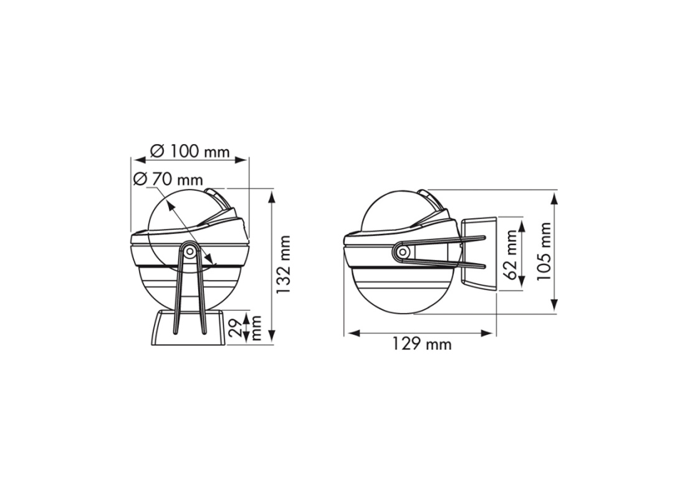 BUSSOLA NERA PER PIANI ORIZZONTALI E VERTICALI