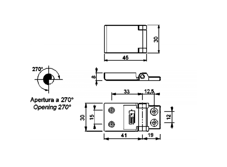 CERNIERA A FILO IN ACCIAIO INOX MM.45X30