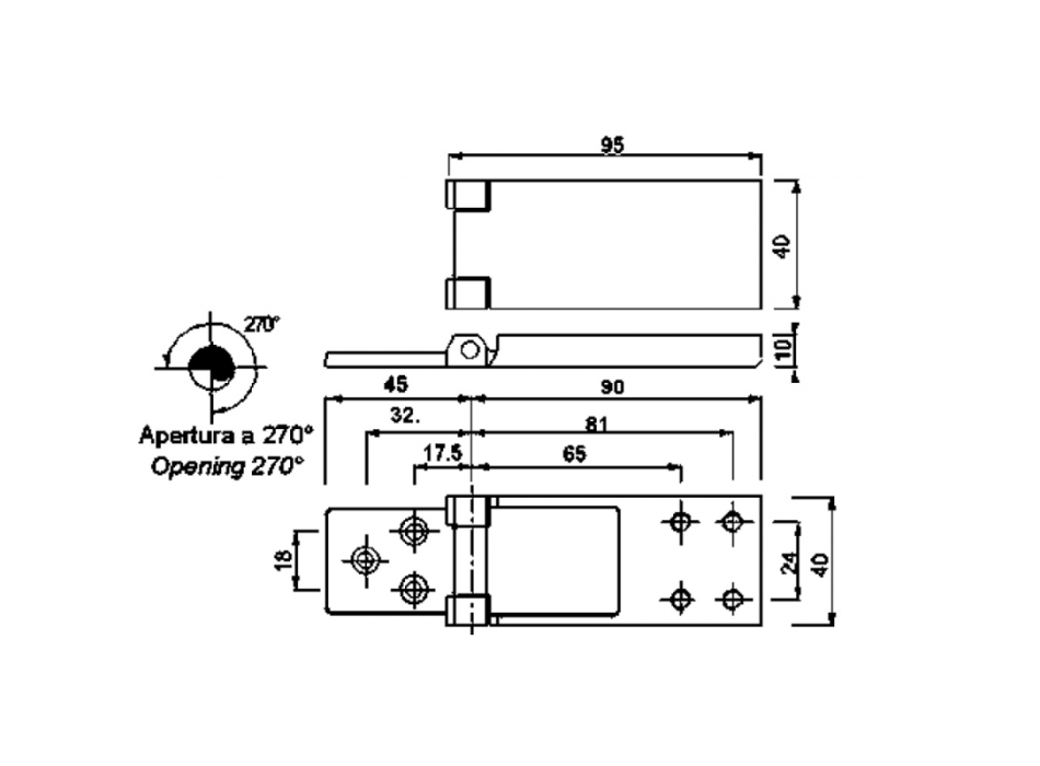 CERNIERA A FILO IN ACCIAIO INOX MM.95X40