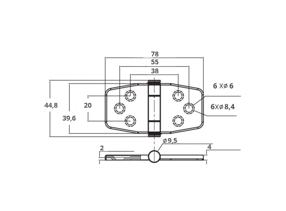 CERNIERA IN ACCIAIO INOX AISI 316 CON NODO  MEZZO INCASSO