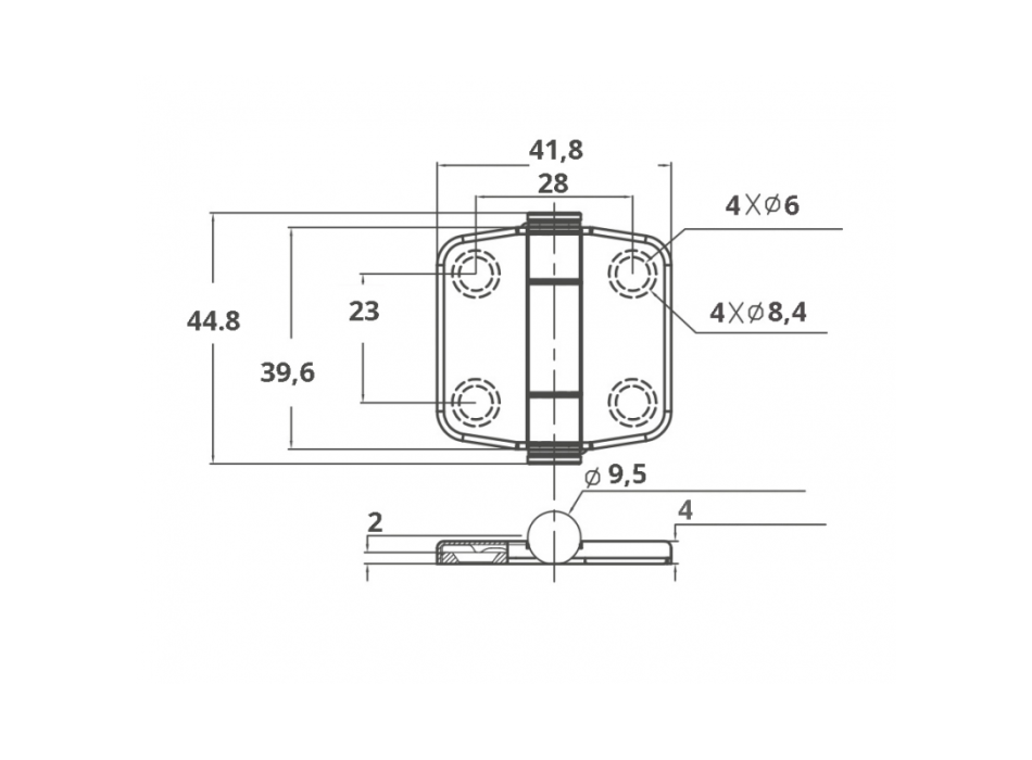 CERNIERA IN ACCIAIO INOX AISI 316 CON NODO  STANDARD