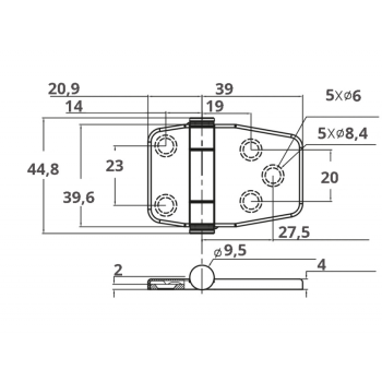 CERNIERA IN ACCIAIO INOX AISI 316 CON NODO  STANDARD