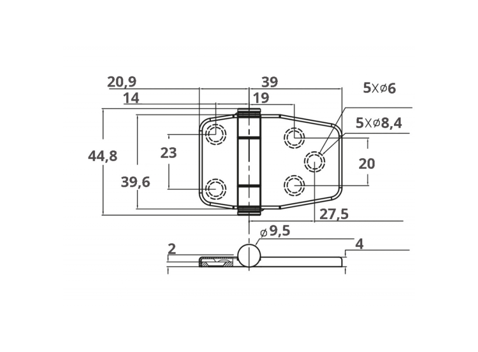 CERNIERA IN ACCIAIO INOX AISI 316 CON NODO  STANDARD
