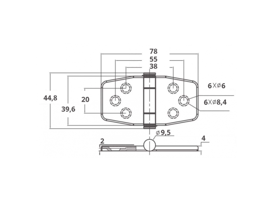 CERNIERA IN ACCIAIO INOX AISI 316 CON NODO  STANDARD