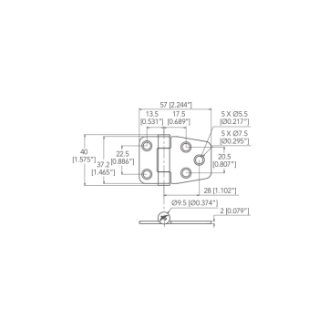 CERNIERA INOX CON FRIZIONE MM.40X57
