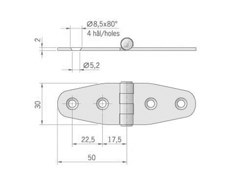 CERNIERA INOX MM.100X30