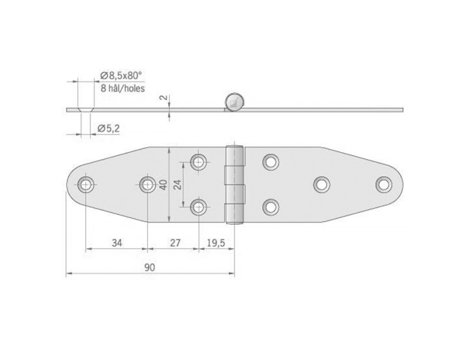 CERNIERA INOX MM.180X40