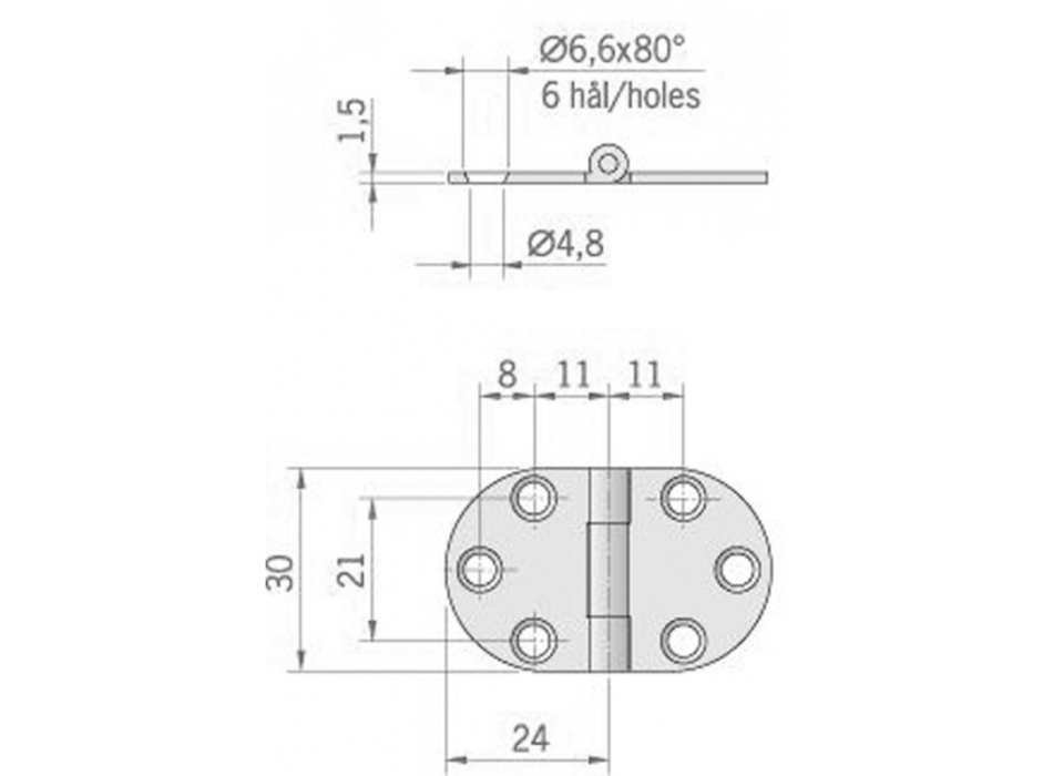 CERNIERA INOX MM.48X30