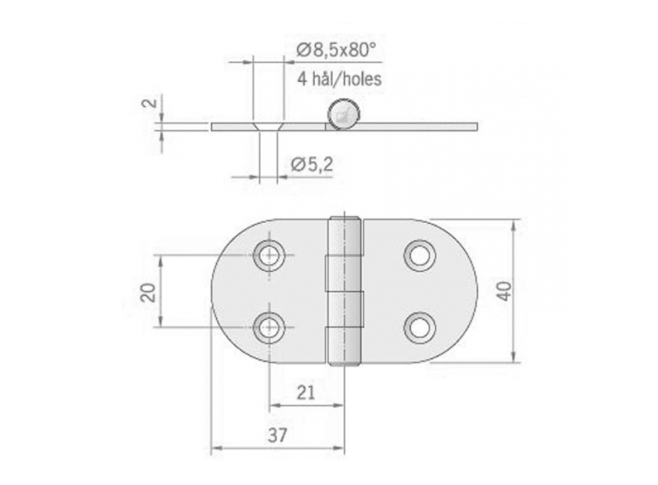 CERNIERA INOX MM.74X40