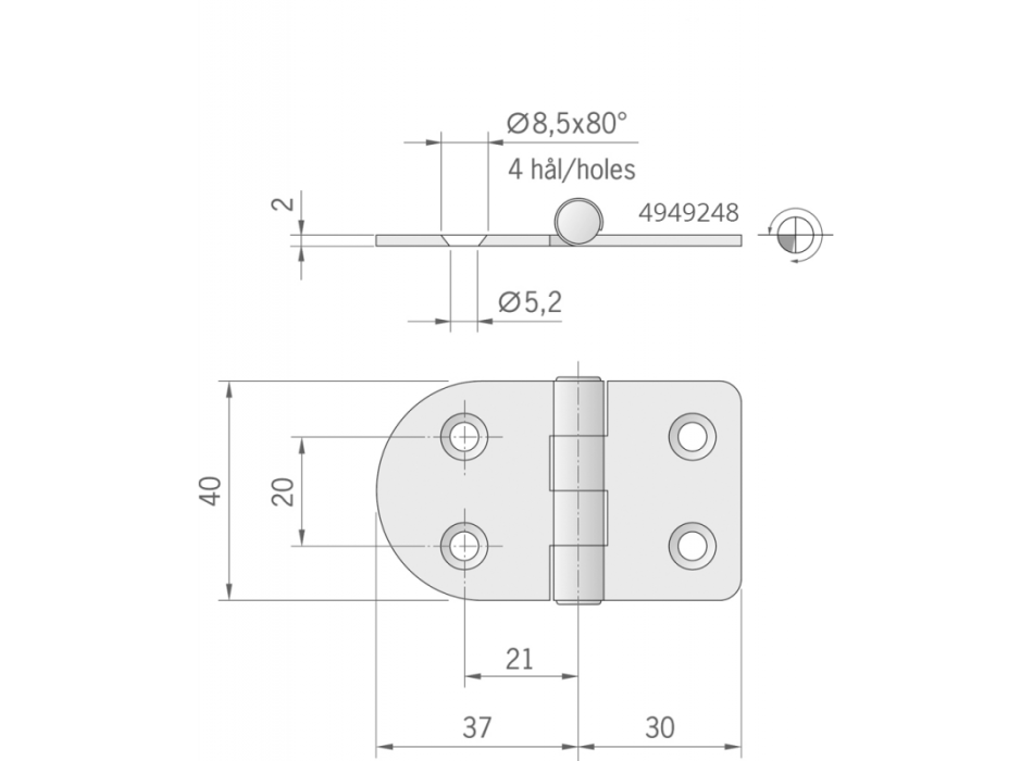 CERNIERA LUCIDATA A SPECCHIO MM.67X40
