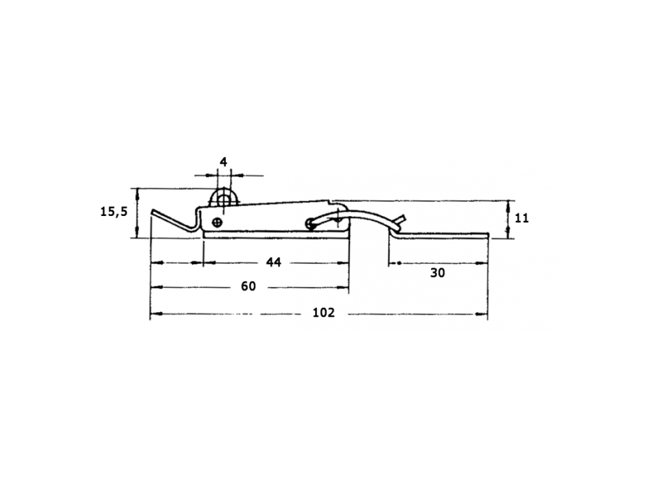 CHIUSURA INOX A LEVA PORTALUCCHETTO MM.102X23