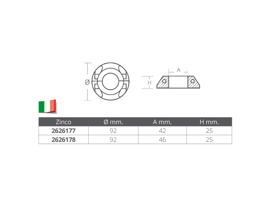 COLLARE IN ZINCO Ø FORO MM.46