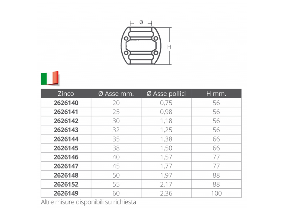 COLLARE IN ZINCO PER ASSE Ø MM.75