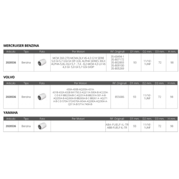 FILTRO BENZINA MERCURY MERCRUISER VOLVO