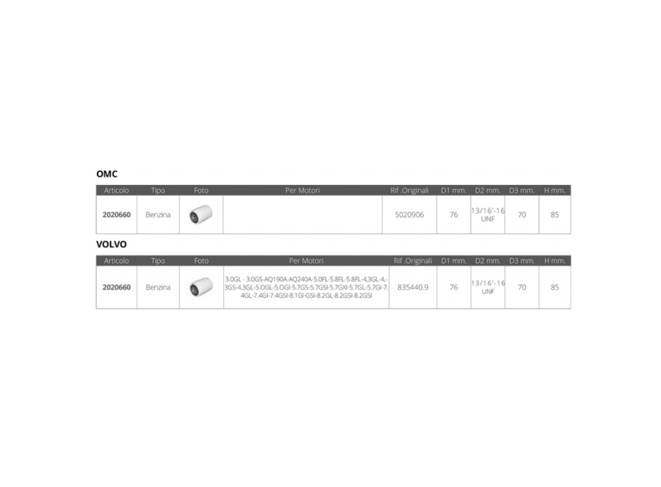 FILTRO BENZINA OMC  VOLVO