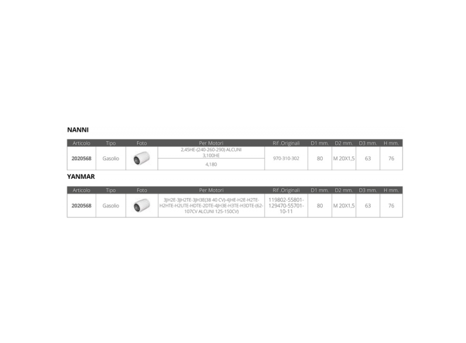 FILTRO GASOLIO NANNI YANMAR