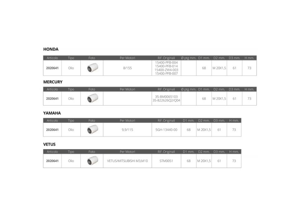 FILTRO OLIO 8/155 HP