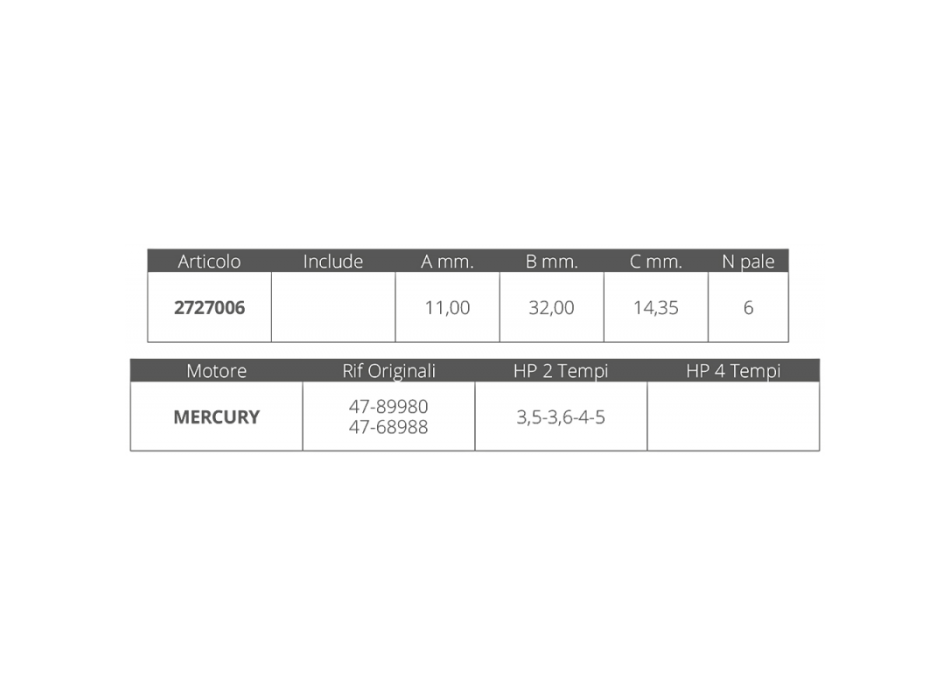 GIRANTE MERCURY 2T 3,5-3,6-4-5 HP