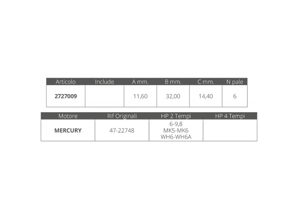 GIRANTE MERCURY 2T 6-9,8 HP