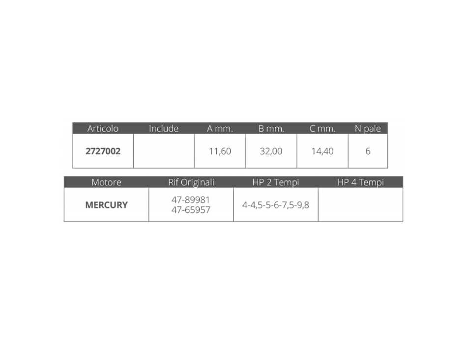 GIRANTE MERCURY 2T DA 4 A 9 HP
