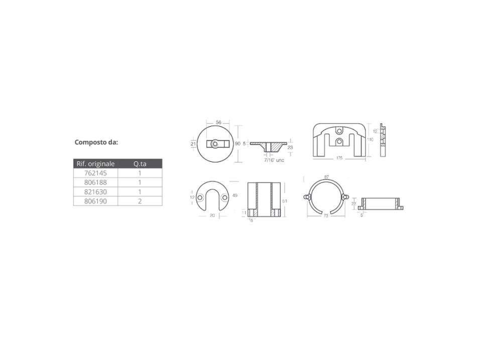 KIT ANODI IN ALLUMINIO