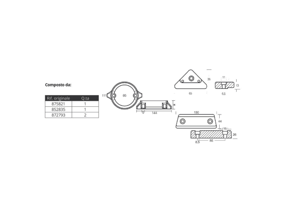 KIT ANODI IN ALLUMINIO