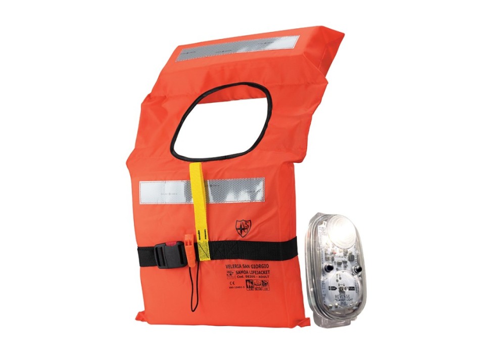 KIT PER 4 PERSONE GIUBBETTO 150N/LUCI SOLAS