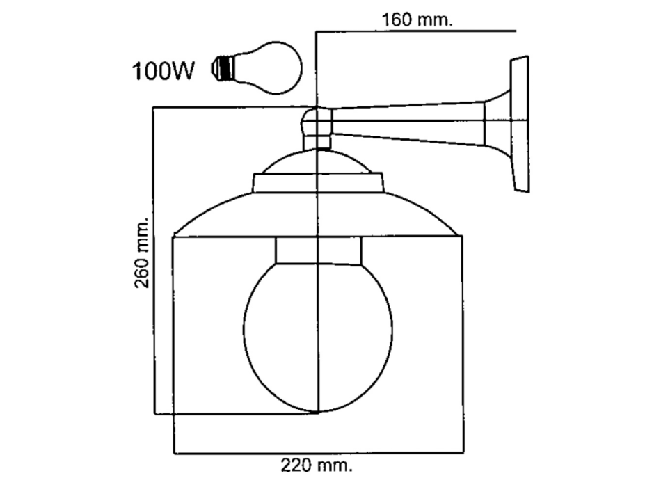 LAMPADA A PARETE MAX 100W