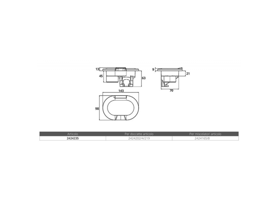 NICCHIA PER DOCCETTA E MISCELATORE