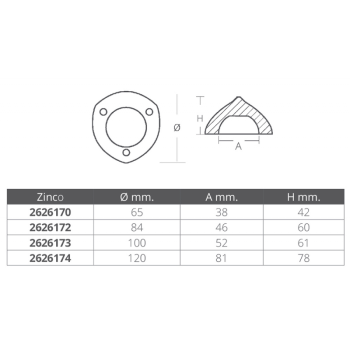 OGIVA IN ZINCO Ø FORO MM.38