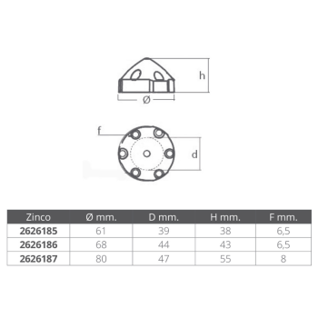 OGIVA IN ZINCO Ø FORO MM.68
