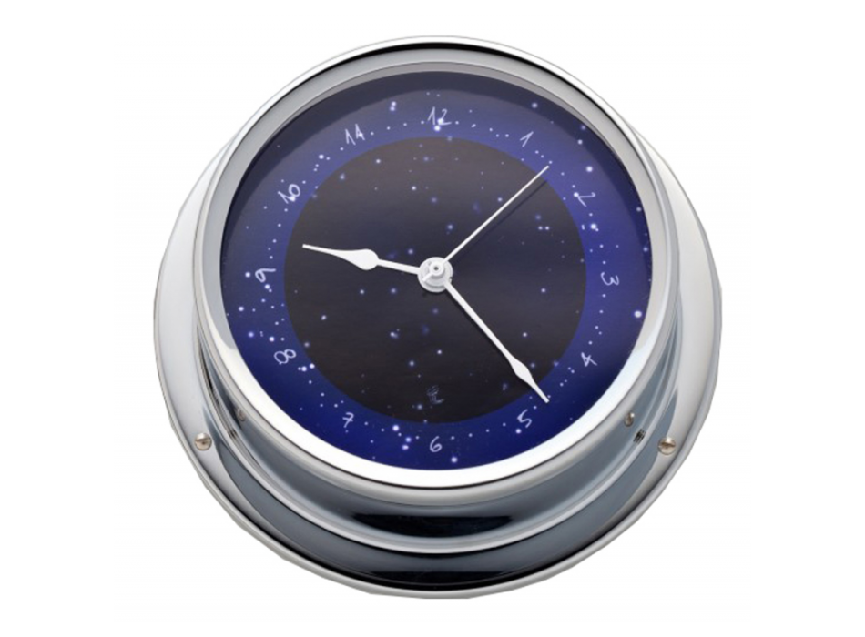 OROLOGIO IN OTTONE CROMATO CON QUADRANTE BLU