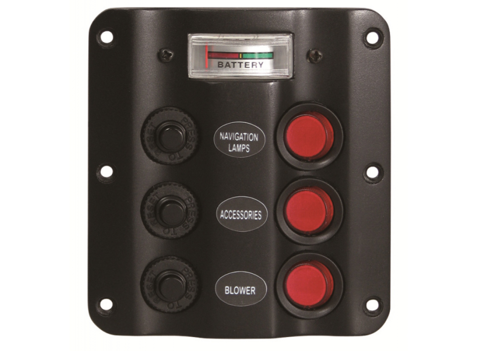 PANNELLO A 3 INTERRUTTORI CON VOLTMETRO