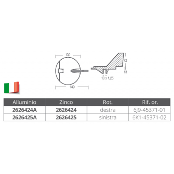 PINNA DESTRA IN ALLUMINIO PER MOTORI 150/200 HP