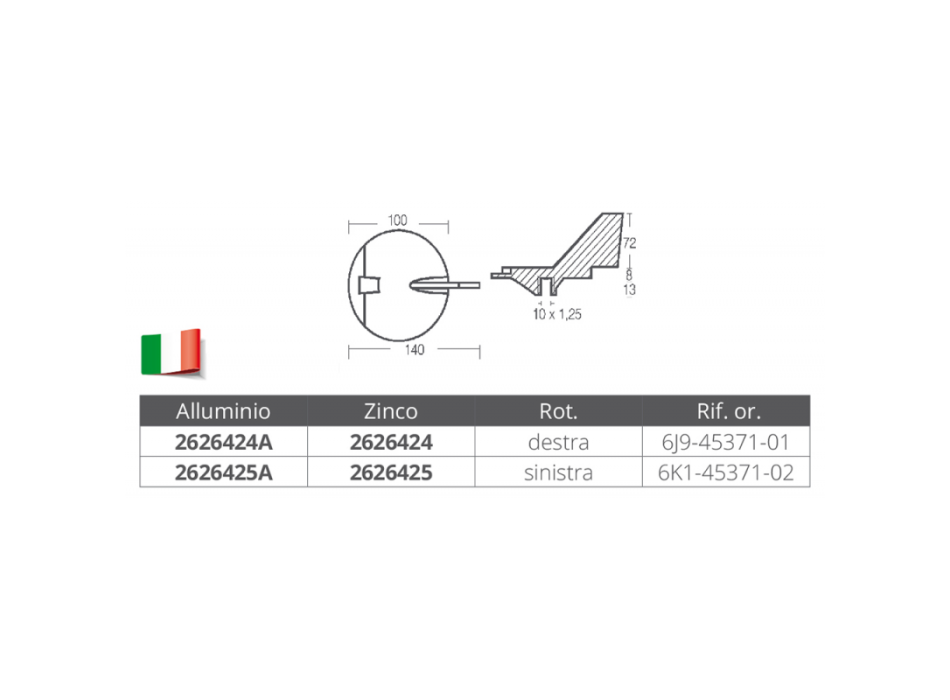 PINNA DESTRA IN ALLUMINIO PER MOTORI 150/200 HP
