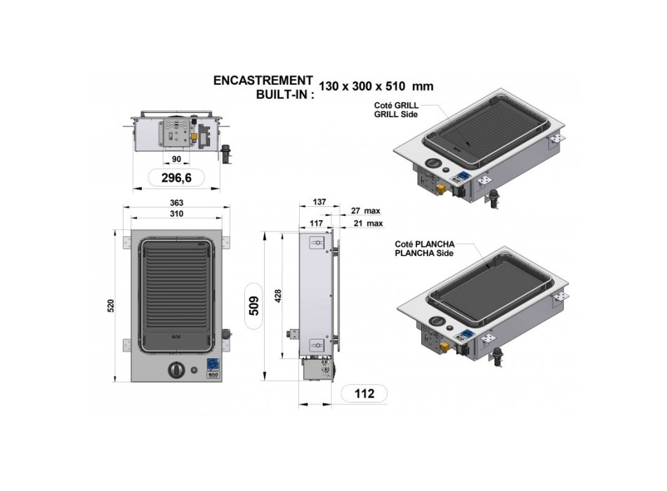 PLANCHA E GRILL AD INCASSO