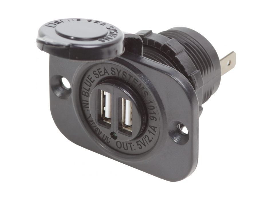 PRESA CON DOPPIA PORTA USB NERA