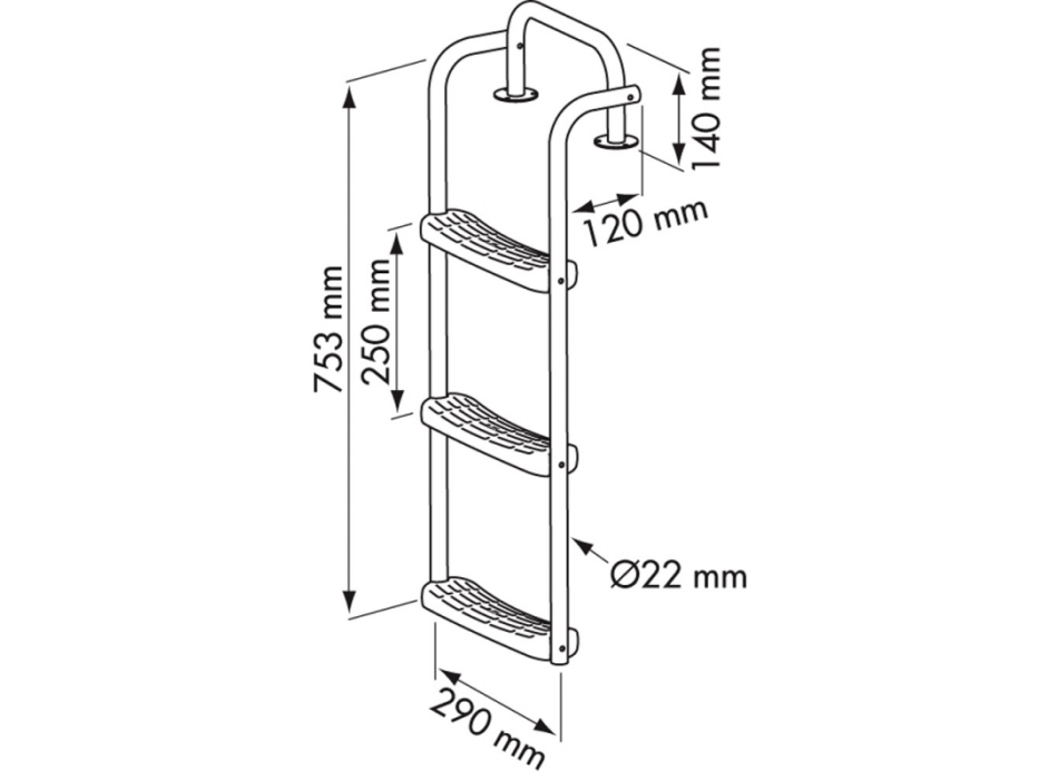 SCALA CON 1 GRADINI FISSI + 3 MOBILI