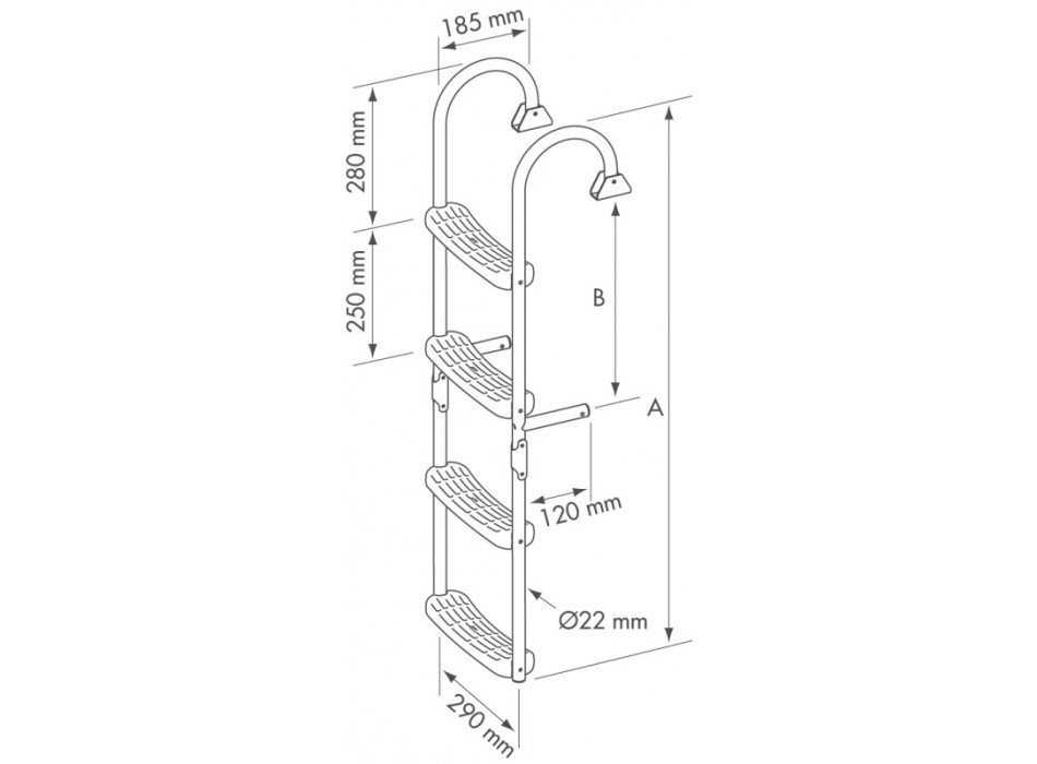 SCALA CON 3 GRADINI FISSI + 2 MOBILI