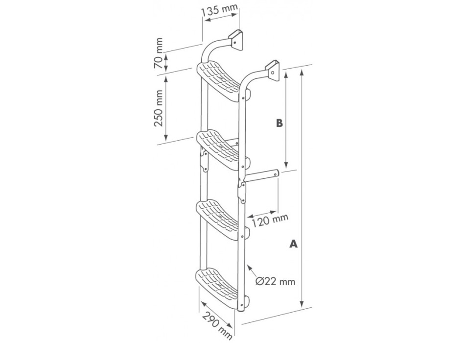 SCALA CON 3 GRADINI FISSI + 3 MOBILI